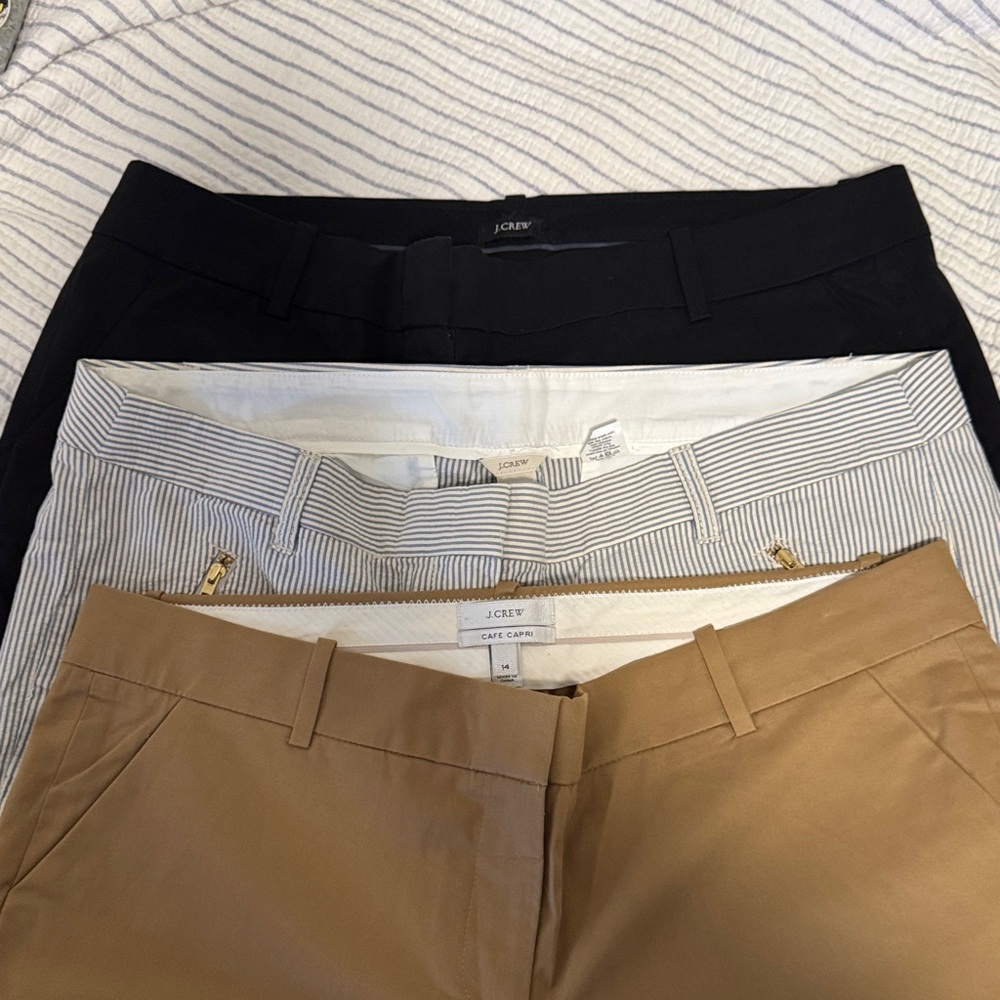Bundled J. Crew Women's Chino Pants - Black, Tan, Brown, Gray, Cream Size 14